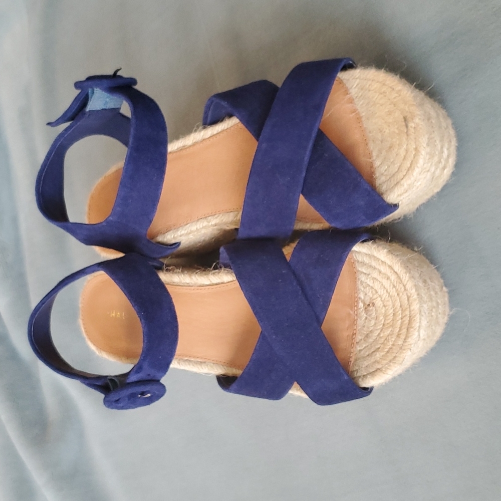 Halogen Navy Suede Emery Espadrille Platform Sandals Size 7.5